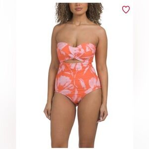 NIPTUCK Coral Pink Luka Bandeau one-piece swimsuit, sz. 12 NWT